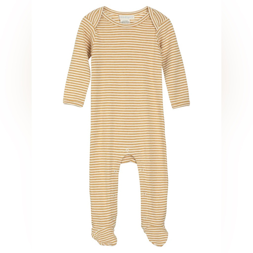 Striped Tan Kids One Piece Footie